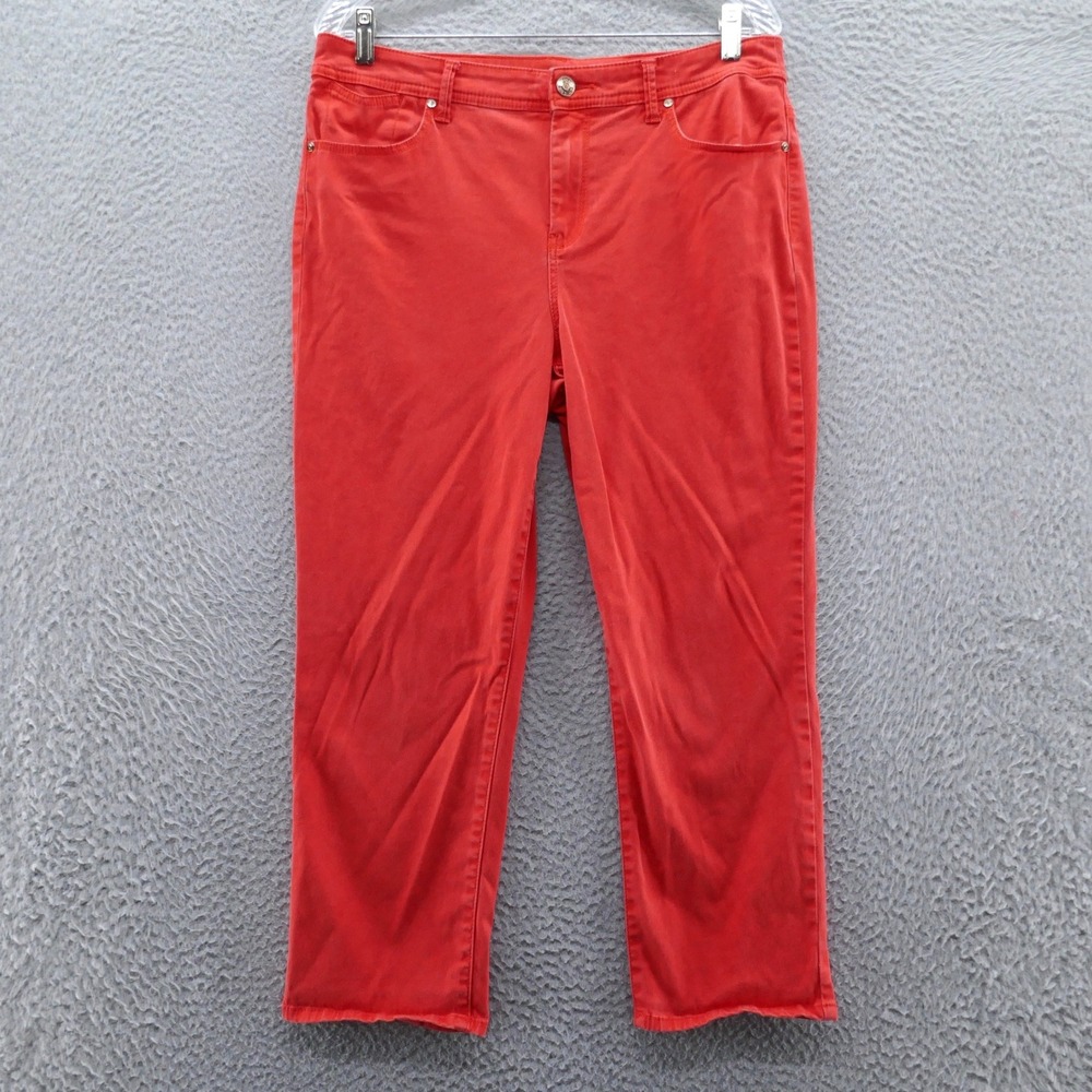 Chicos‎ The Platinum Crop Jeans Womens Size 1 US 8 Red Straight Leg 5 Pocket